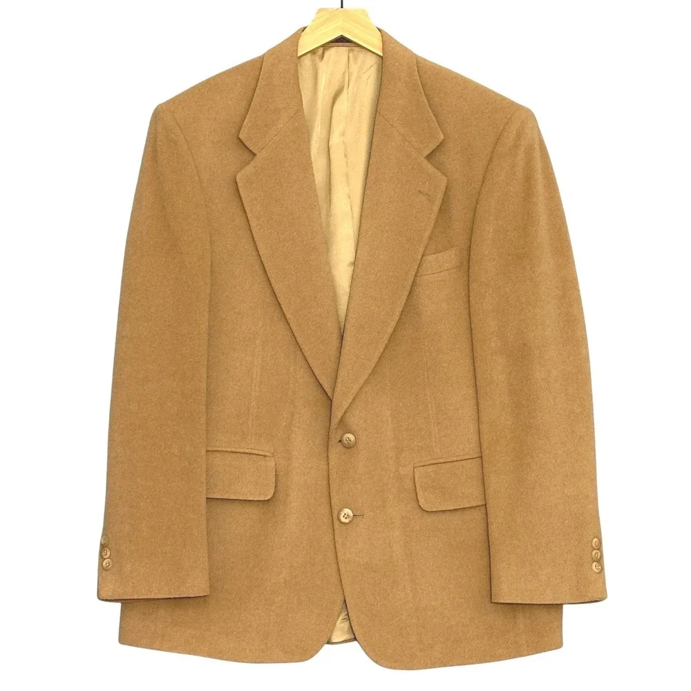 Robert Stock Mens Jacket 41R Camel Tan Wool Blend Blazer Sport Coat Classic Prep